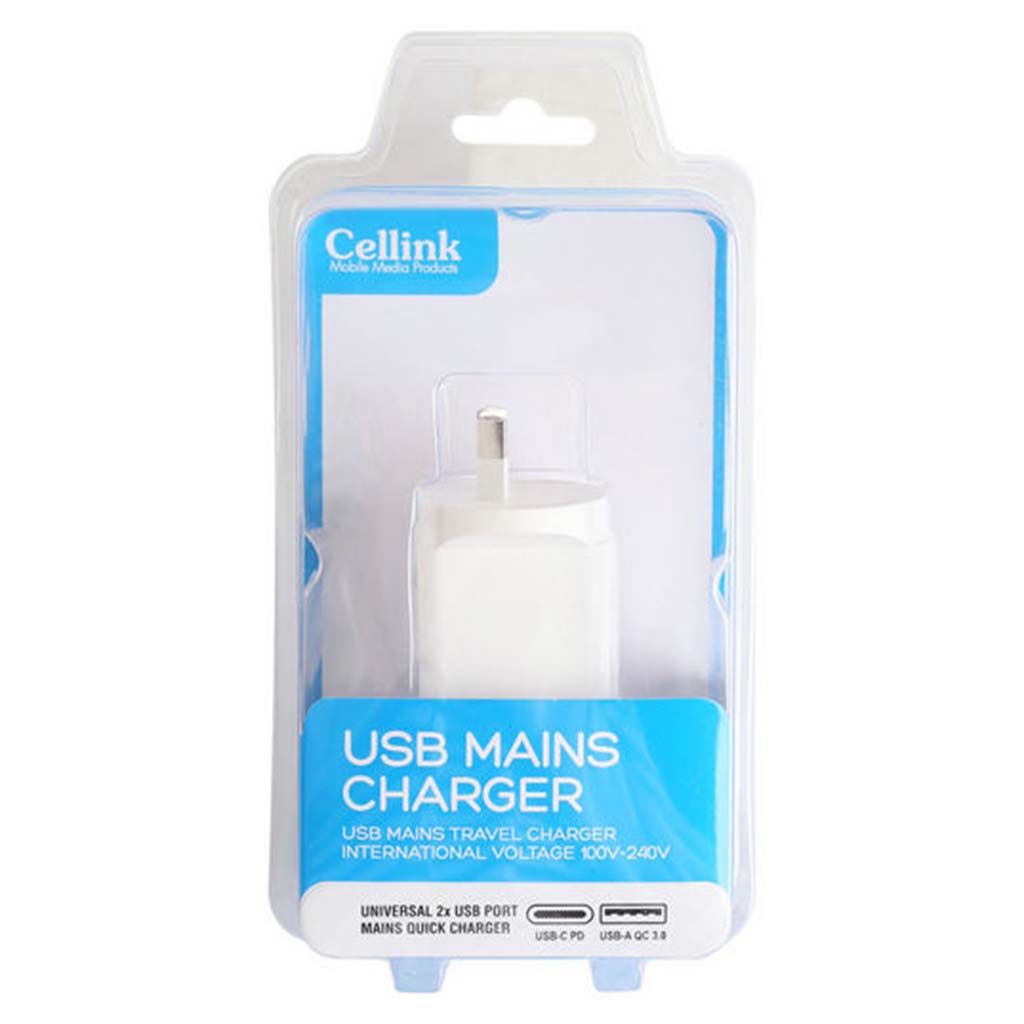 Cellink USB C USB A International Travel Charger 110-240V