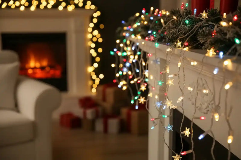 Christmas fairy light and Flameless Candles