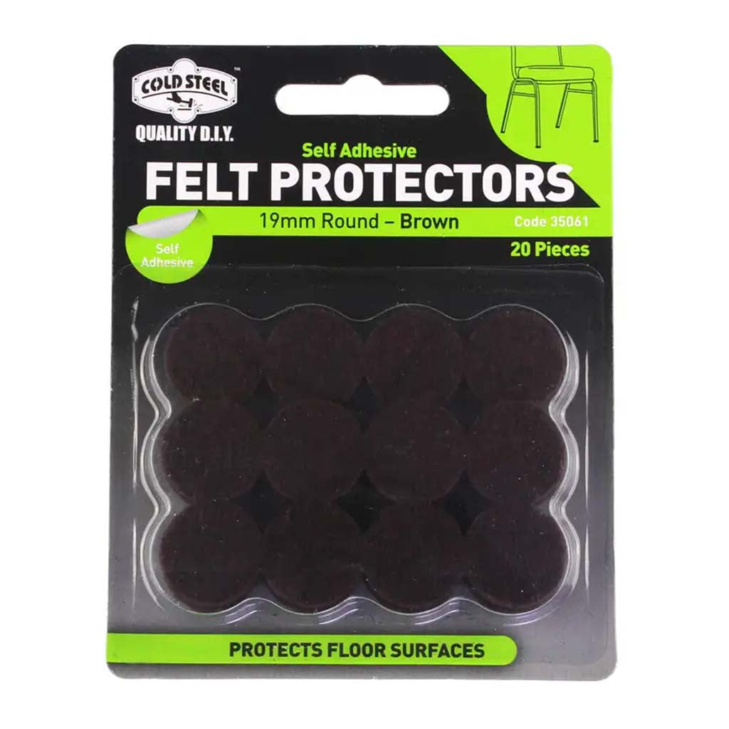 Cold Steel Brown Felt Furniture Adhesive Scratch Protector 19mm 20Pcs 35061