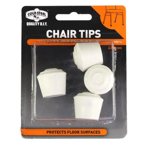 Packaged chair tips with Cold Steel branding on a white background