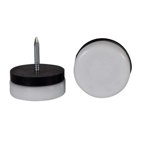Two cylindrical objects with black and white caps on a white background