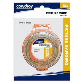 Cowdroy picture wire packaging with a clear spool on a white background