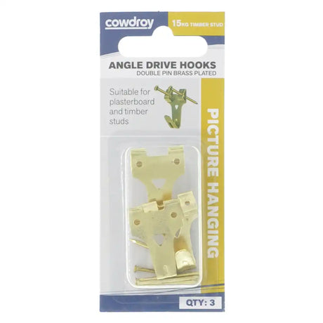 Pack of Cowdrey angle drive hooks with packaging on a white background