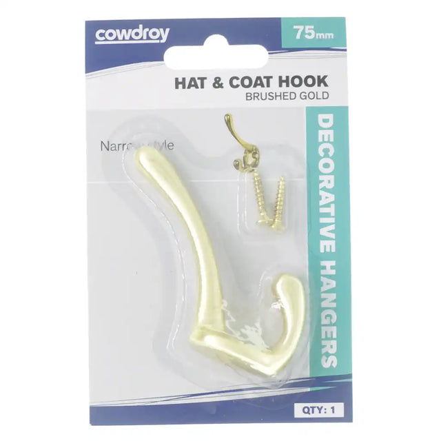 Packaged decorative hat and coat hook with 'Cowdroy' branding on a white background