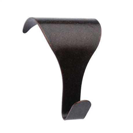 Dark brown metal hook on a white background