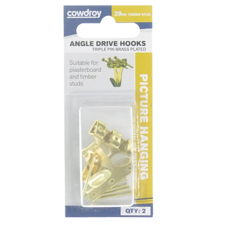 Pack of angle drive hooks with 'Cowdroy' branding on a white background