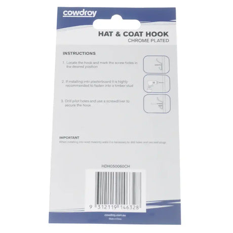 Packaging of a hat and coat hook with instructions and branding on a white background