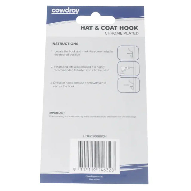 Packaging of a hat and coat hook with instructions and branding on a white background