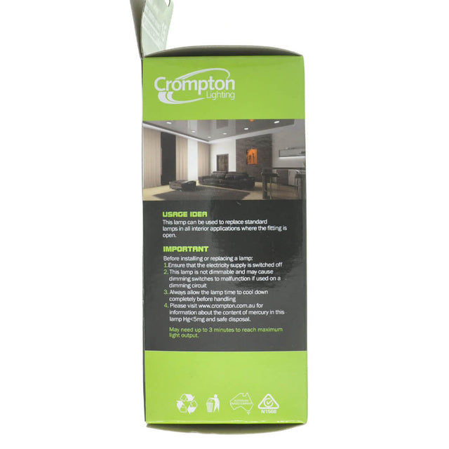 Crompton Lighting product packaging with green and black design on a white background