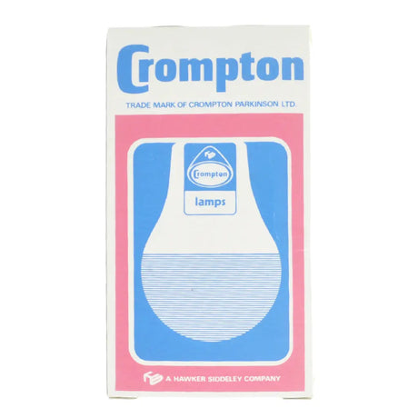 Crompton lamp packaging with blue and pink design on a white background