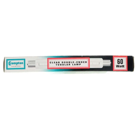 60-watt clear double-ended tubular lamp packaging on a white background