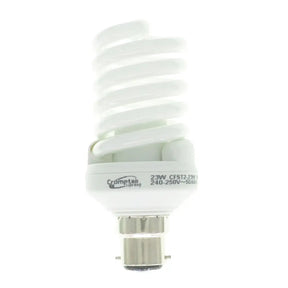 CFL light bulb with Crompton logo on a white background