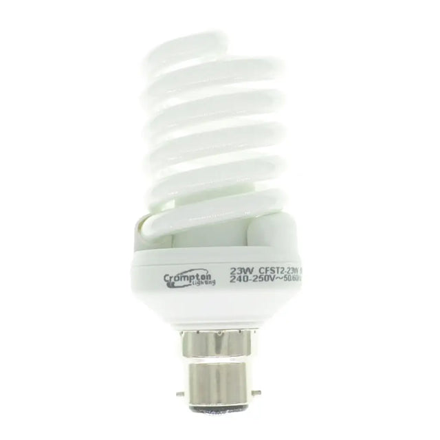 CFL light bulb with Crompton logo on a white background