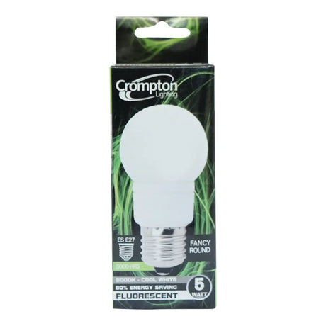 Crompton Lighting fluorescent bulb packaging on a white background