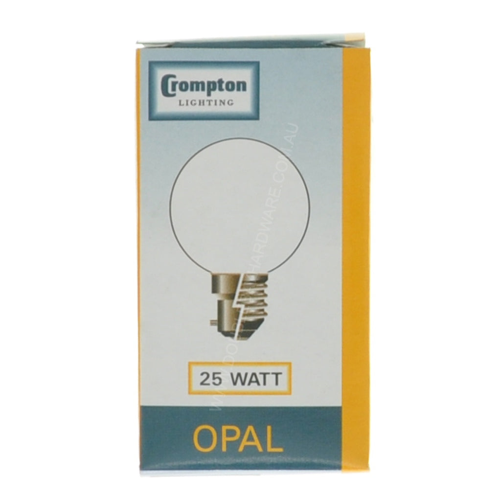 Crompton Fancy Round Incandescent Light Bulb E27 240V 25W Opal 17980