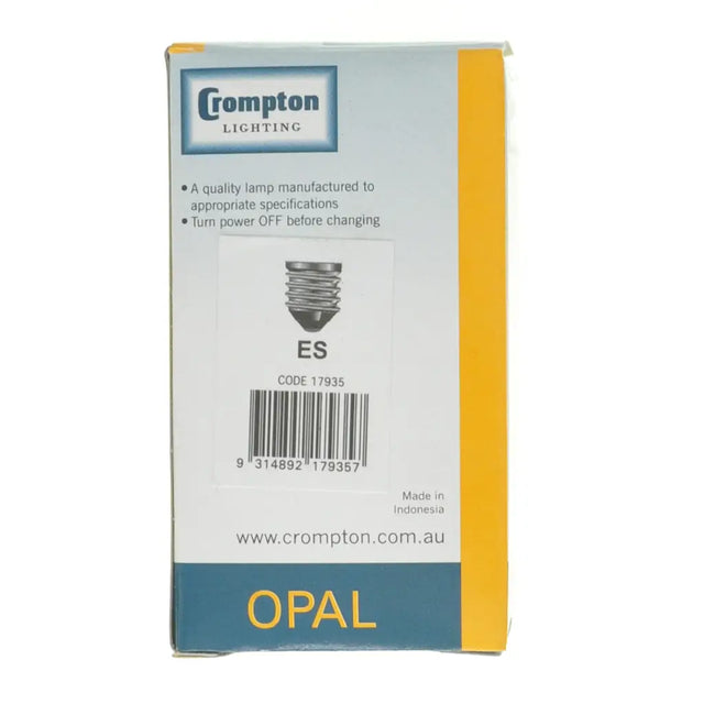 Crompton Lighting opal light bulb packaging on a white background