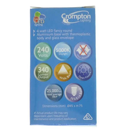 Crompton Lighting LED bulb packaging on a white background