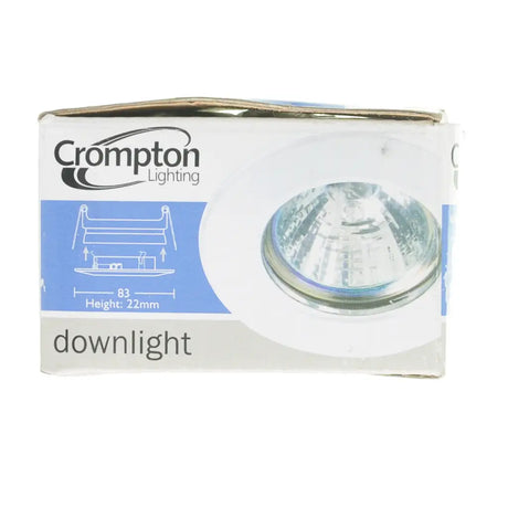 Crompton Lighting downlight packaging on a white background