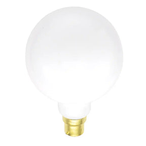 White light bulb with gold base on a white background