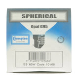 Crompton G95 Spherical Incandescent Light Bulb E27 260V 60W Opal