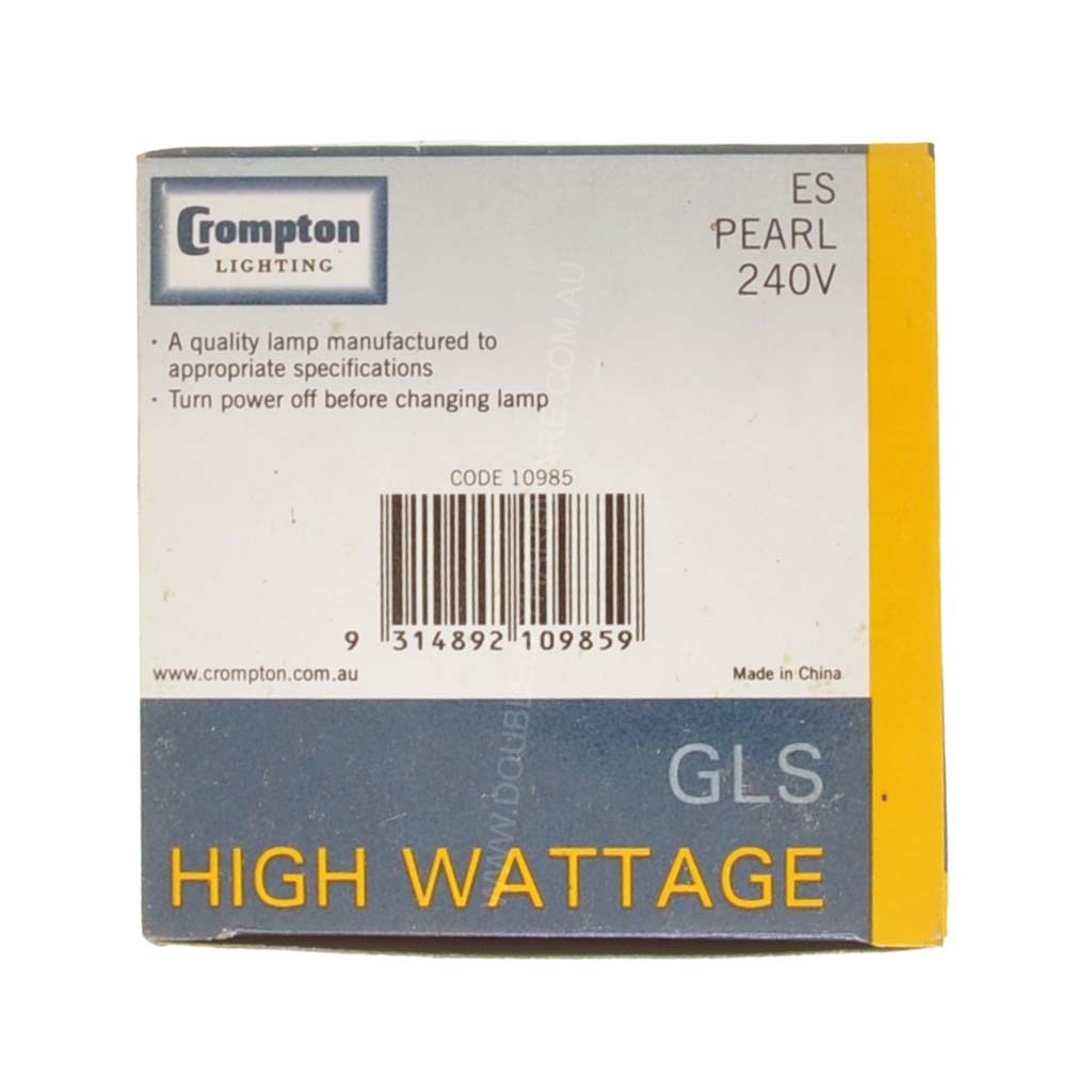 Crompton GLS High Wattage Incandescent Light Bulb E27 240V 200W Pearl 10985