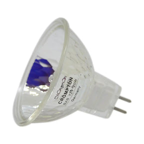 Light bulb with 'Crompton' branding on a white background