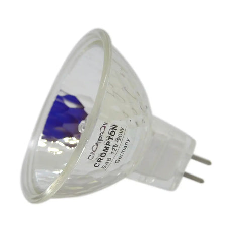 Light bulb with 'Crompton' branding on a white background