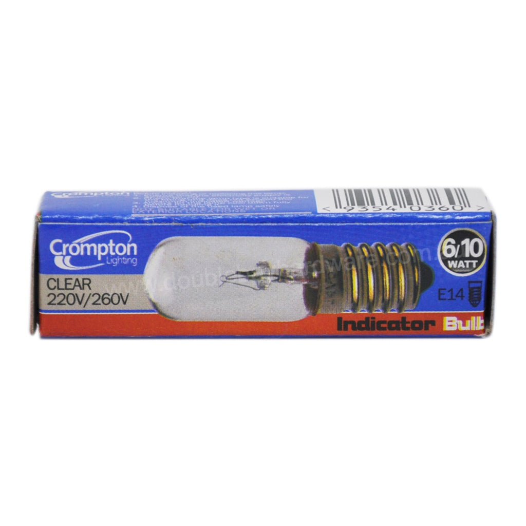 Crompton Indicator Bulb E14 220V/260V 6/10W Clear 3000K 15216