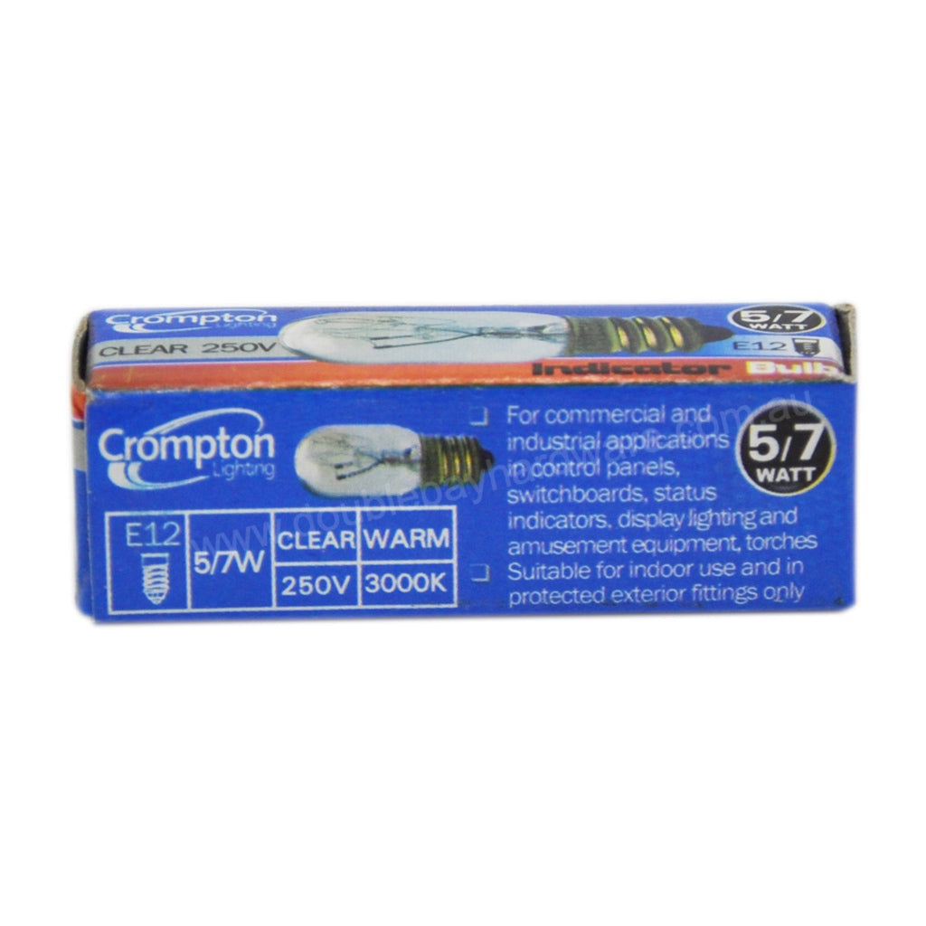 Crompton Indicator Bulb E12 250V 5/7W Clear 3000K 10228