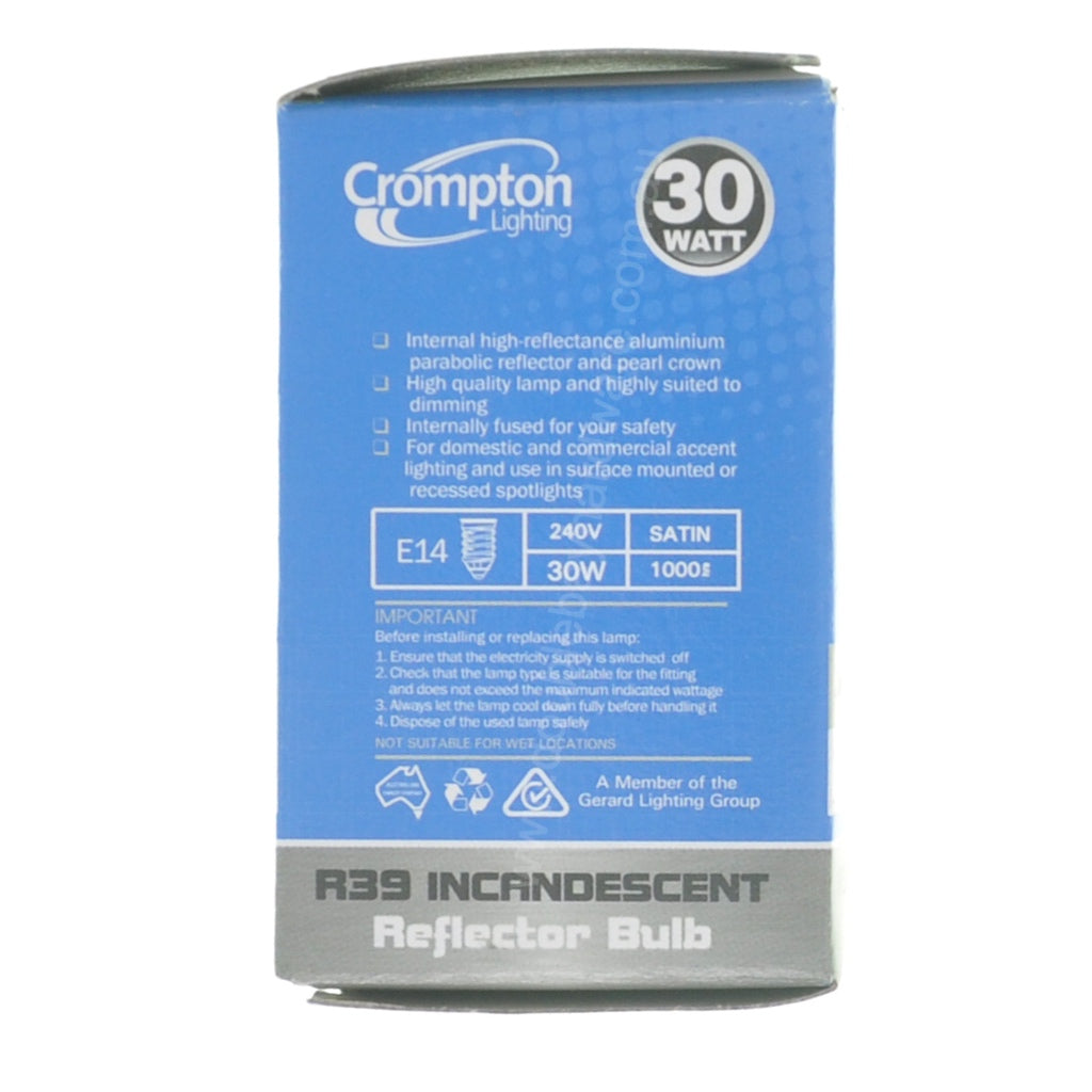 Crompton R39 Reflector Incandescent Light Bulb E14 240V 30W 17734