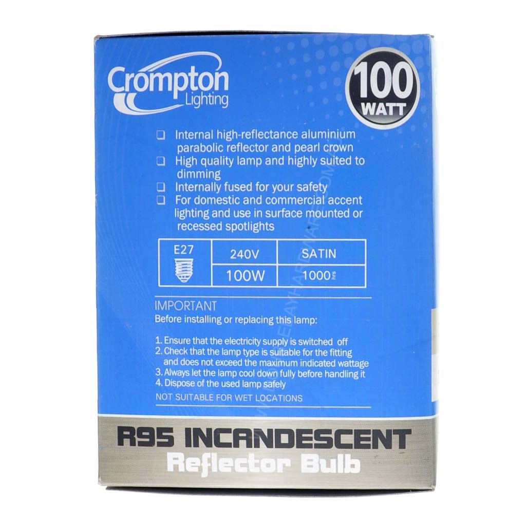 Crompton R95 Reflector Incandescent Light Bulb E27 240V 100W 11352