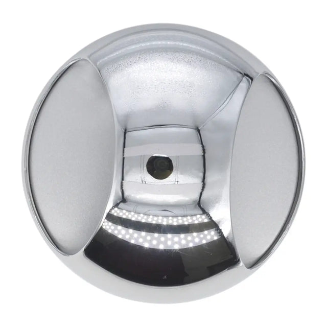 Chrome-finished light fixture on a white background