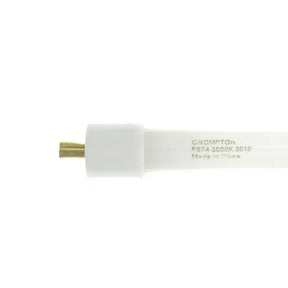 White light bulb with gold contacts on a white background
