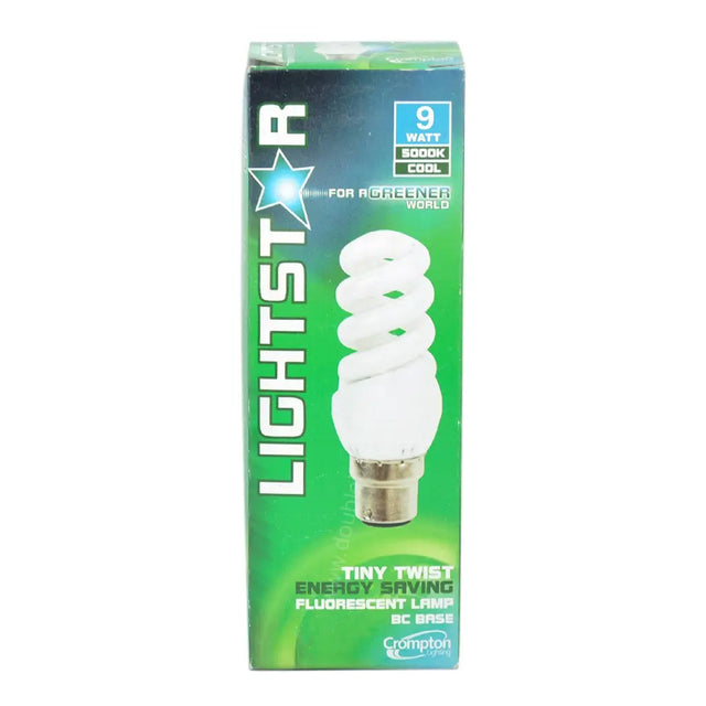 Lightstar energy-saving fluorescent bulb packaging on a white background