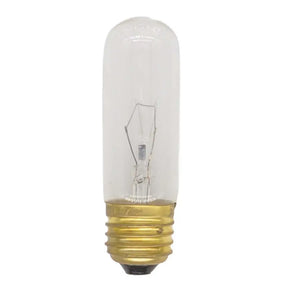 Clear light bulb with gold base on a white background