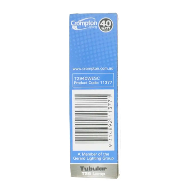 Crompton lighting tube packaging with product details on a white background