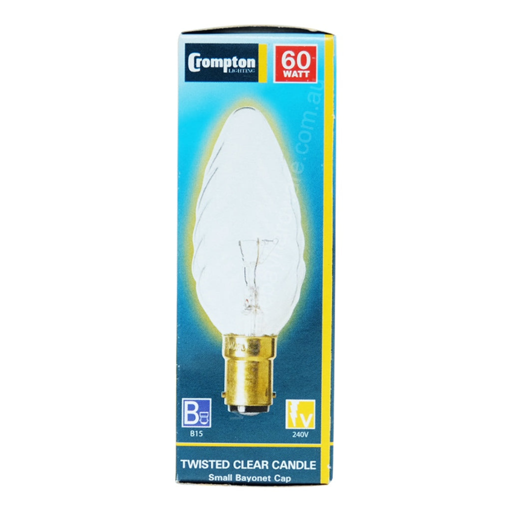 Crompton Twist Candle Incandescent Light Bulb B15 240V 60W Clear 10212
