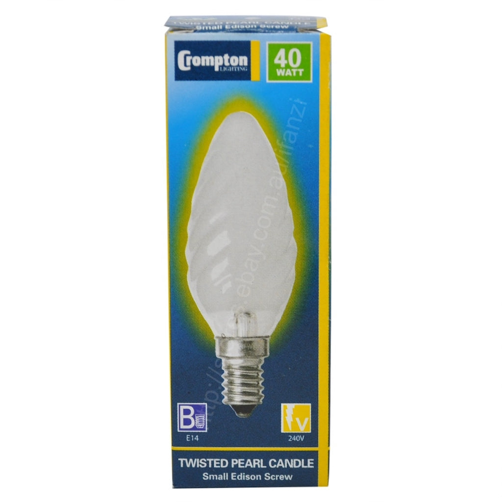 Crompton Twist Incandescent Candle Light Bulb E14 240V 40W Pearl 10207