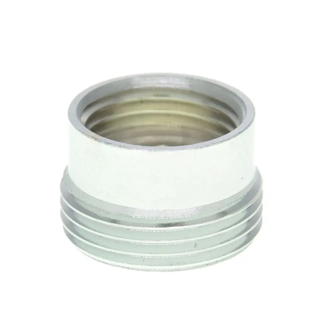 Metallic cylindrical component on a white background