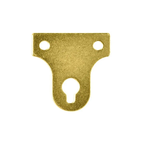 Gold metal bracket on a white background