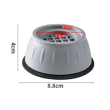 Gray rubber foot with measurements on a white background