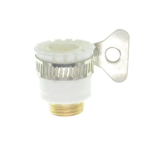 White and silver valve with brass base on a white background