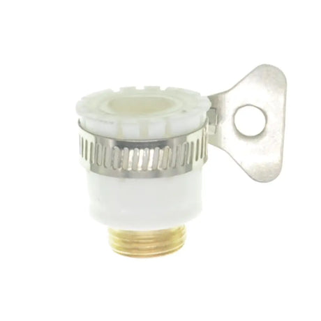 White and silver valve with brass base on a white background