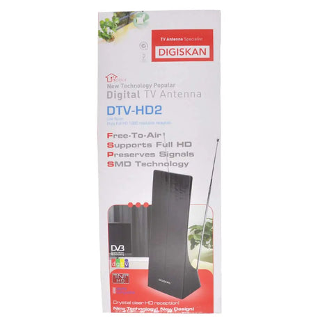 Digital TV antenna packaging with Digiskan branding on a white background