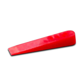 Red wedge-shaped object on a white background