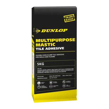 Dunlop Multipurpose Mastic Tile Adhesive packaging on a white background