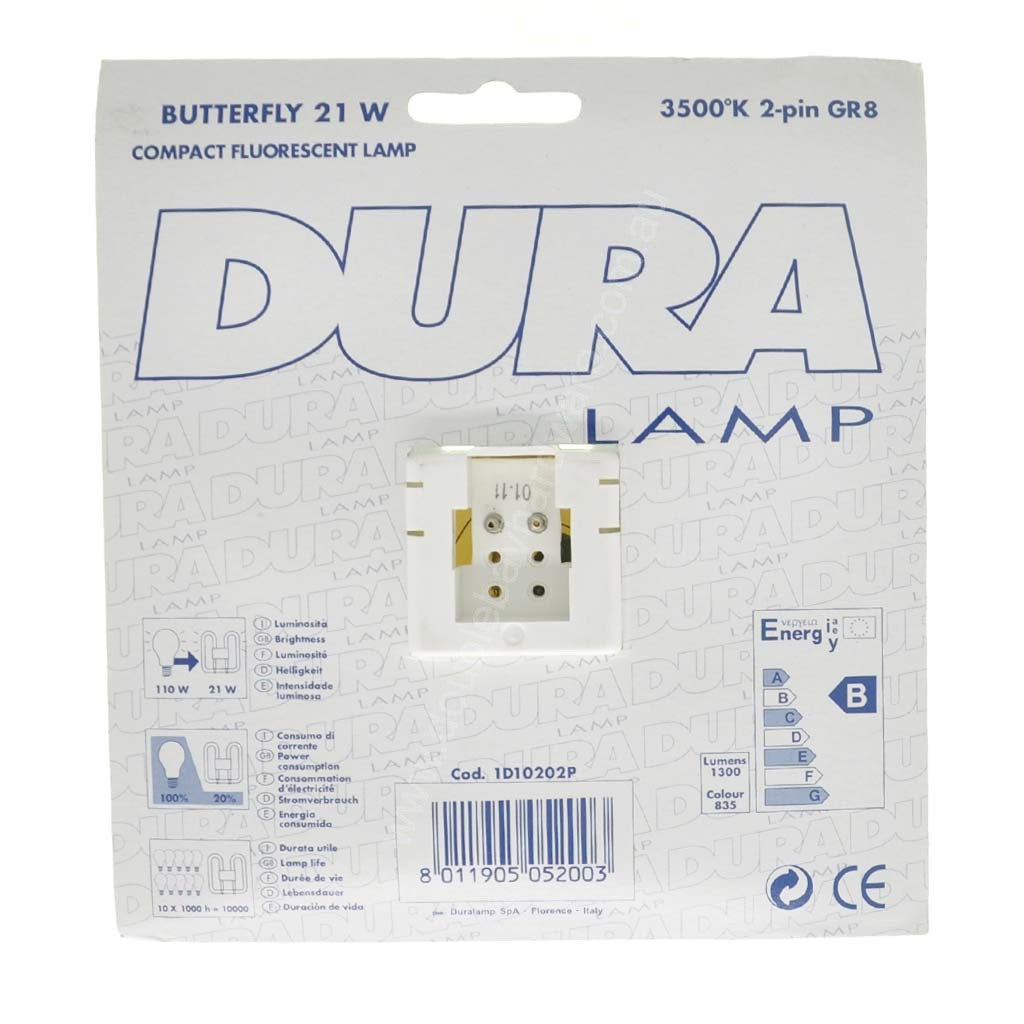 DURA 2D Butterfly Fluorescent Tube GR8 21W 835 2Pins 1D10202P