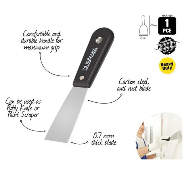 Paint scraper with features highlighted on a white background