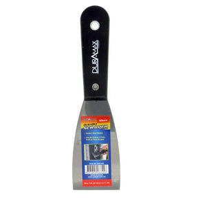 Scraper tool with black handle and visible branding on a white background