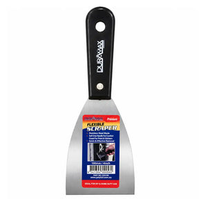Flexible scraper with black handle and DURAVAX branding on a white background